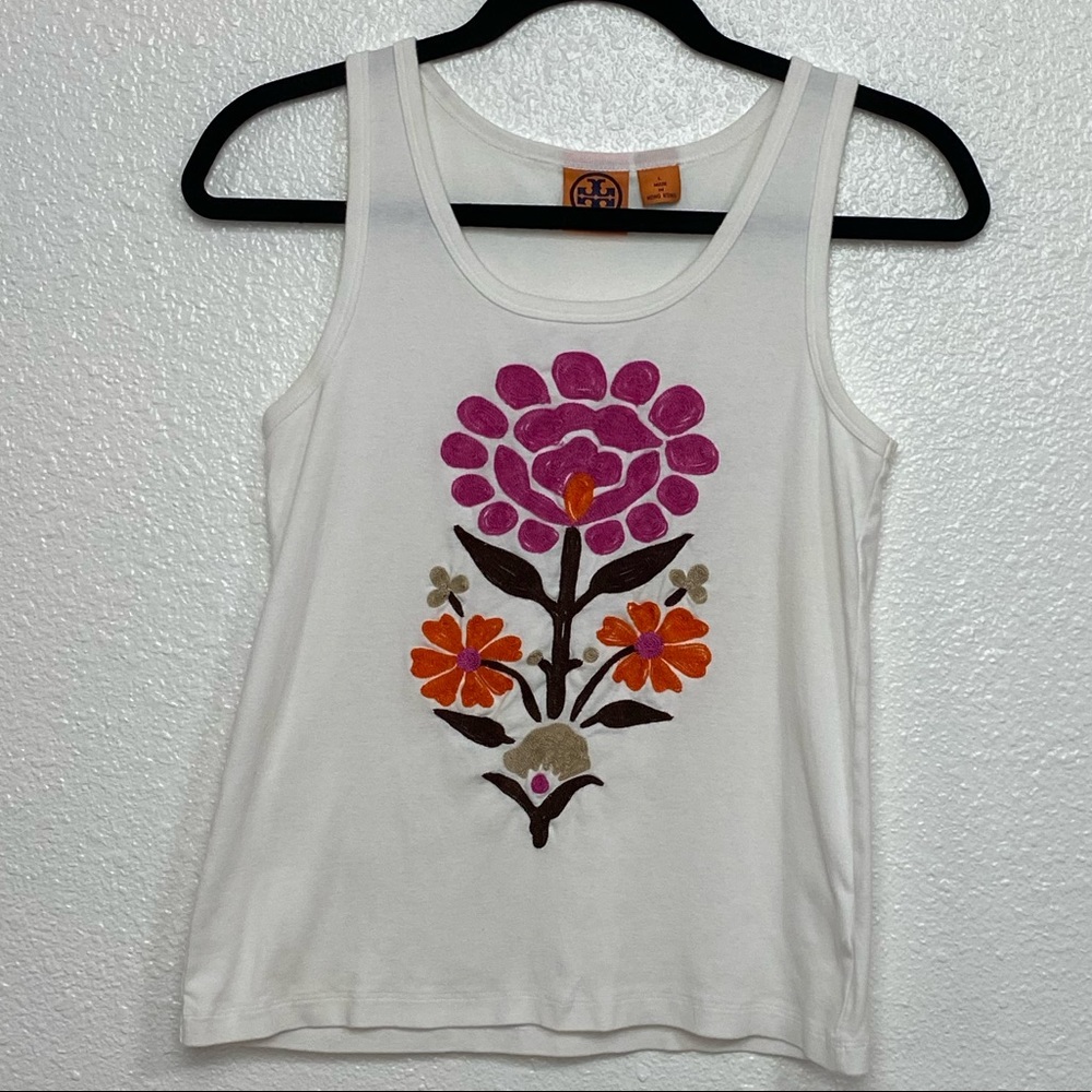 TORY BURCH Flower tank top white size large